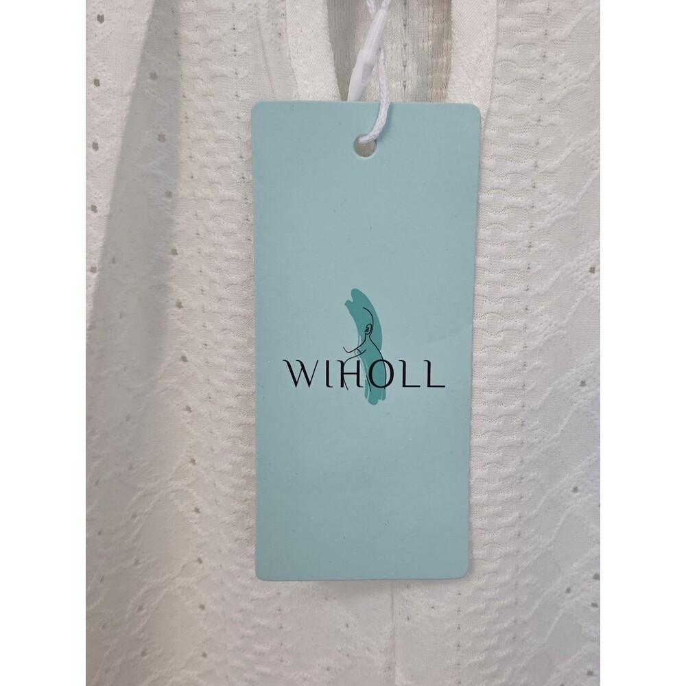 NWT Wiholl White tank top, Eyelet embroidery & Keyhole Neckline - Size L